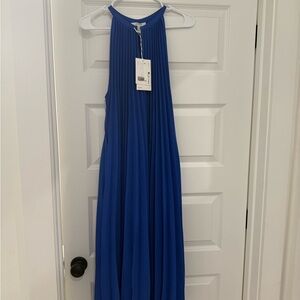 COS Blue Pleated dress with Flowing Silhouette